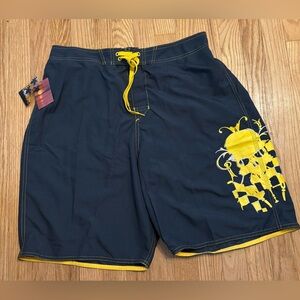 NWT Joe Boxer Black Board Shorts With Skeleton Graphic -Size Large